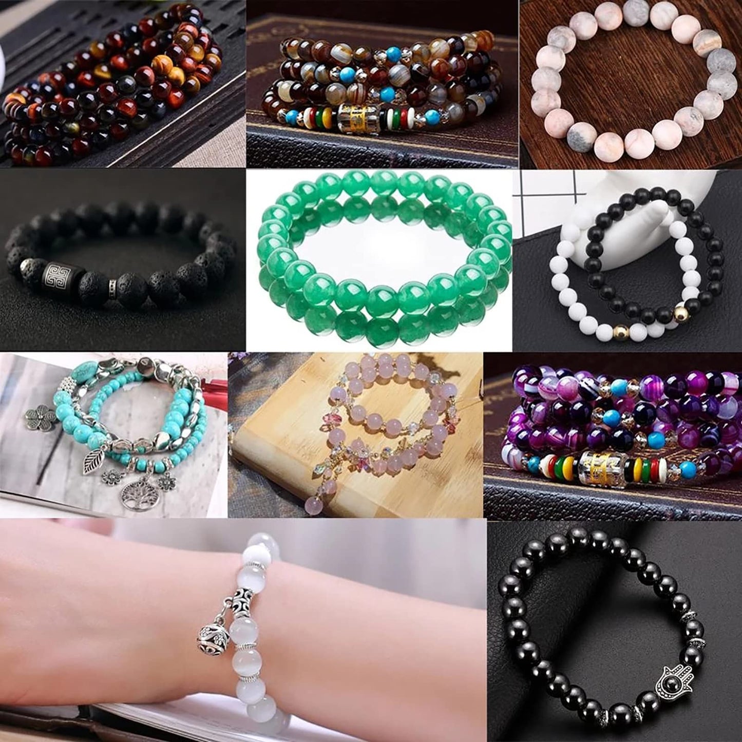 36pcs 10mm Natural Black Rutilated Quartz Crystal Jade Stone Beads for Jewelry Making Energy Healing Power Stone Beads DIY Bracelet Necklace Accessories 15" (10mm, Black Rutilated Quartz Jade)