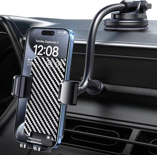 BIPOPIBO Phone Holders for your Car [Long Flexible Neck] Car Phone Mount [Anti-Shake Stabilizer] Cell Phone Holder Car