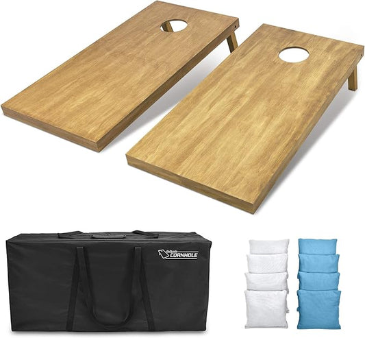 GoSports 4 ft x 2 ft Regulation Size Wooden Cornhole Boards Set - Includes Carrying Case - Full Regulation Size Bean Bag Toss Boards