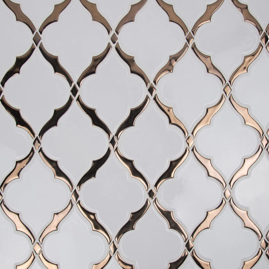 MSI Victorian Light 10 in. x 15 in. Ceramic Arabesque Mesh-Mounted Mosaic Wall and Backsplash Tile, White-Warm