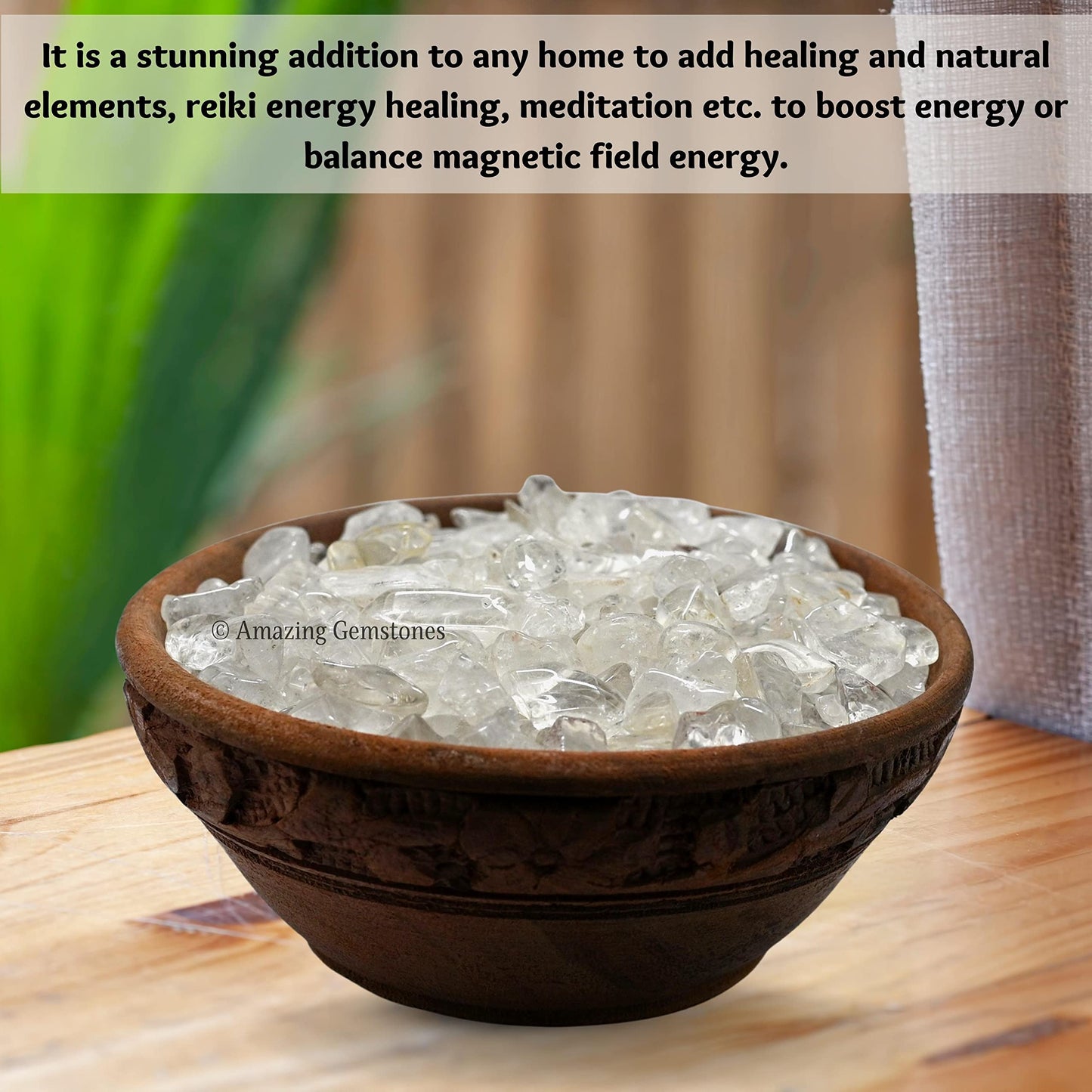 Amazing Gemstone Clear Quartz Crystal Chips Aquarium Gravel Rocks - 1000+ Carat Clear Quartz Chips Bulk Fish Tank Gravel, Small Tumbled Stone Chips and Tiny Crystals for Decoration (Natural AAA Grade)