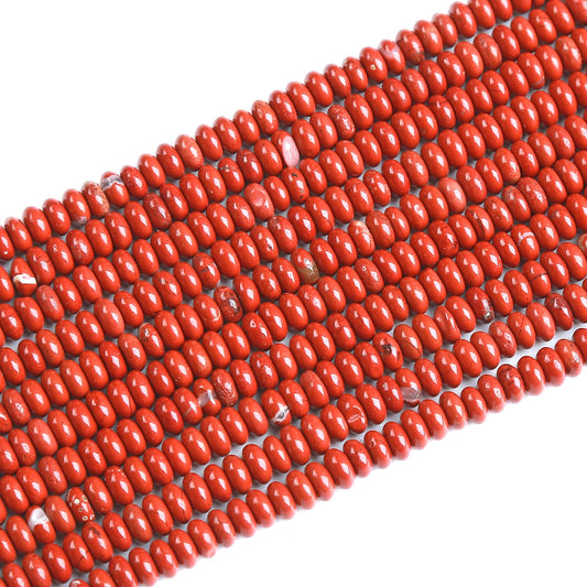 150PCS 2x4mm Natural Chinese Red Jasper Rondelle Beads Abacus Disk Stone Beads Round Loose Spacer Gemstone Beads for DIY Bracelet Necklace Jewelry Making