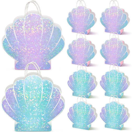 ALOVYY Mermaid Party Favor Bag Seashell Gift Bags for Shell Mermaid Birthday Decorations and Under the Sea Theme Party Ocean Beach Goodie Treat Supplies