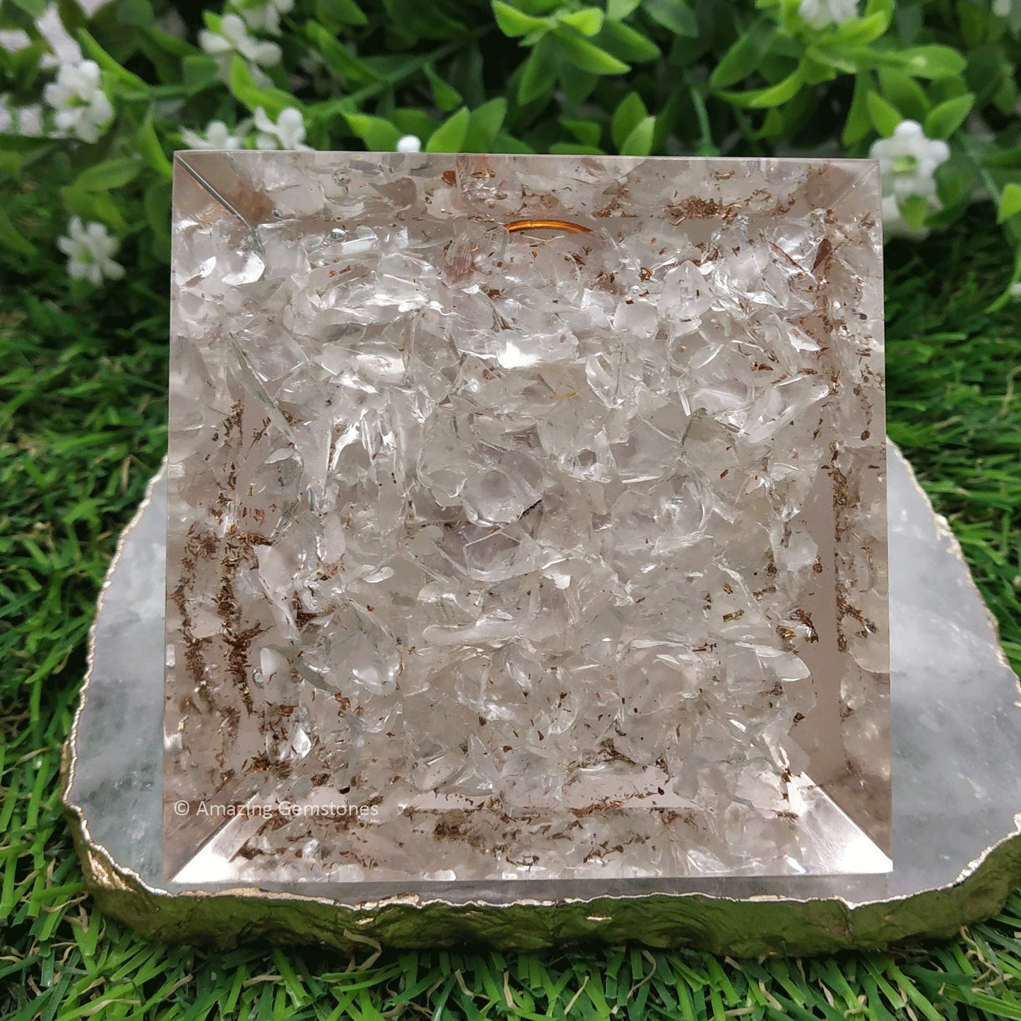 Large Orgone Pyramid | Glow in Dark Clear Quartz Pyramid Crystal | Orgonite Pyramid | Organ Pyramids Positive Energy Healing