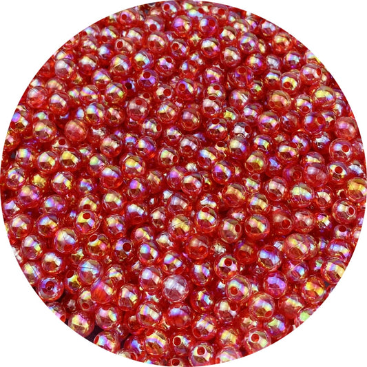 1000 Pcs 6mm Acrylic Round Beads AB Colors Round Spacer Beads for Earring Bracelet Necklace Key Chains Jewelry DIY Craft Making(Red AB)
