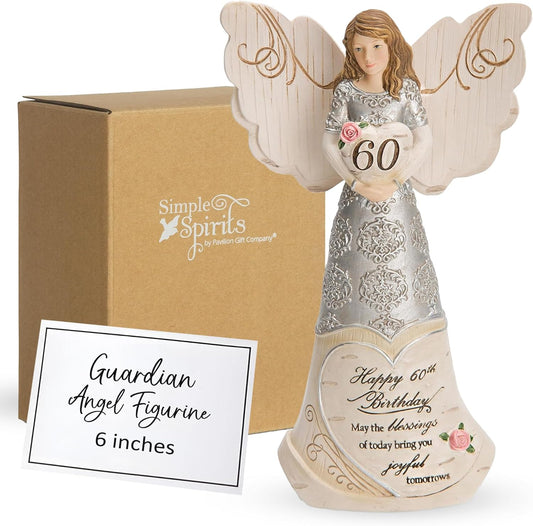 Pavilion Elements Angels Figurine - Guardian Angel Display for 60th Birthday - 6" Collectible Decor