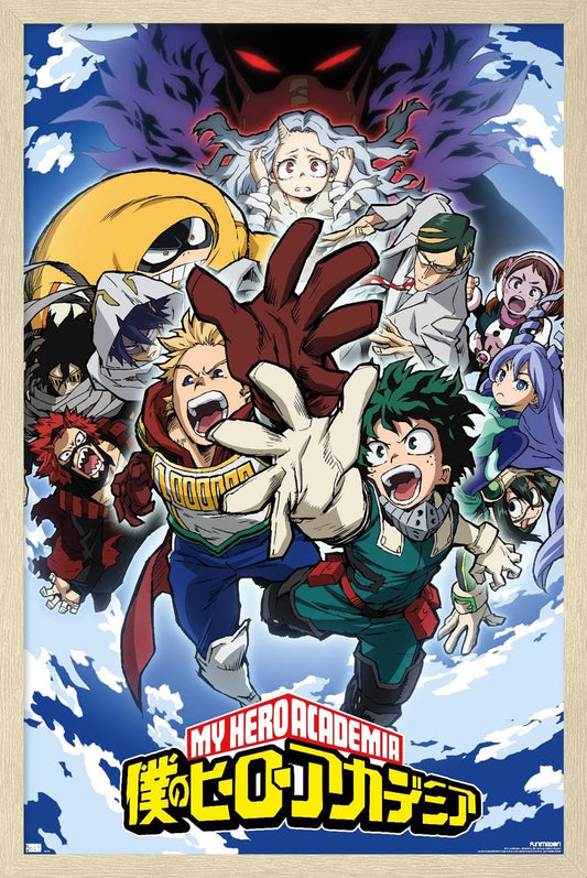 My Hero Academia: Season 4 - Key Art Wall Poster, 22.4L" x 14.7W", Blonde Framed Version
