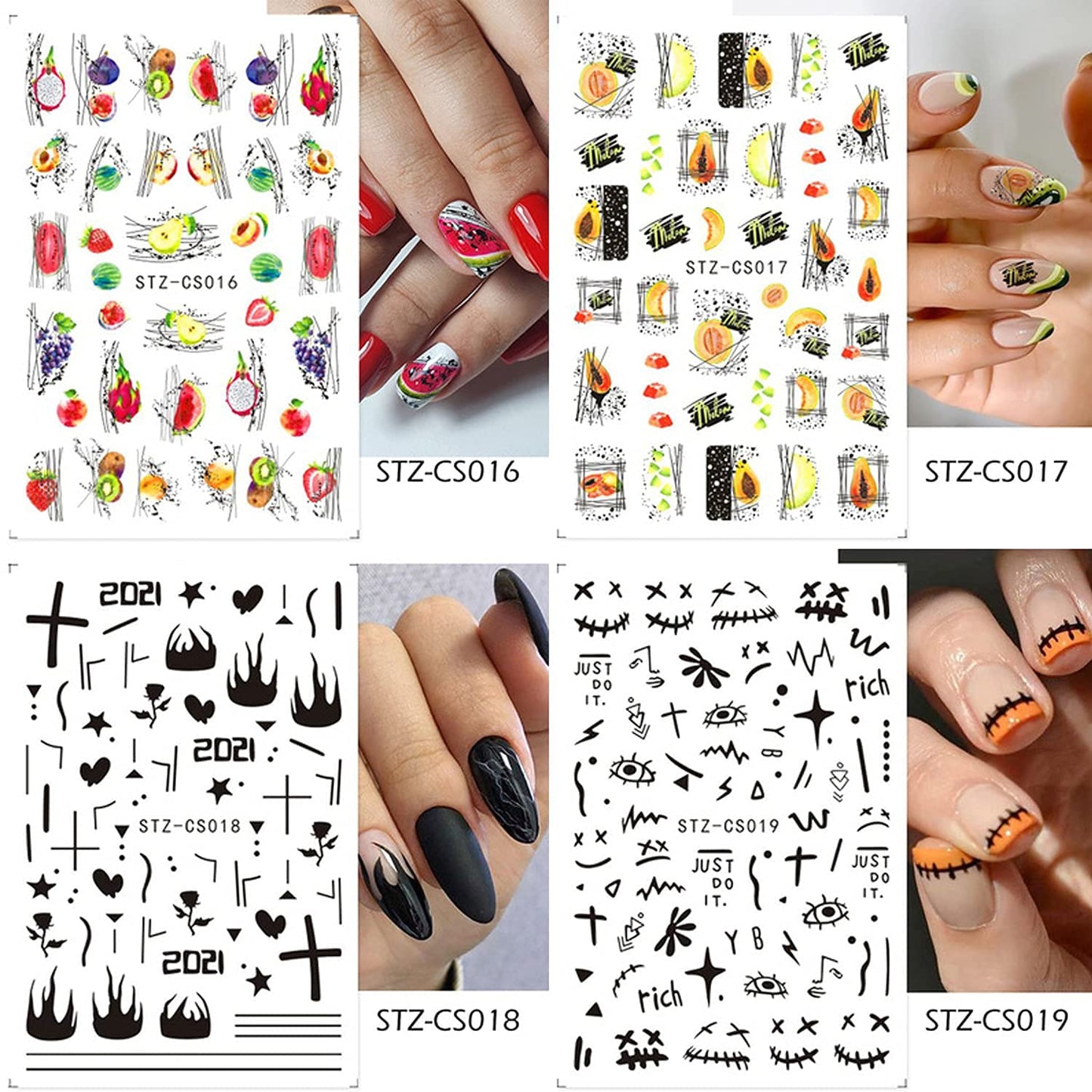 14 Sheets French Nail Art Stickers with 18 Sheets Colorful Nail Art Stickers