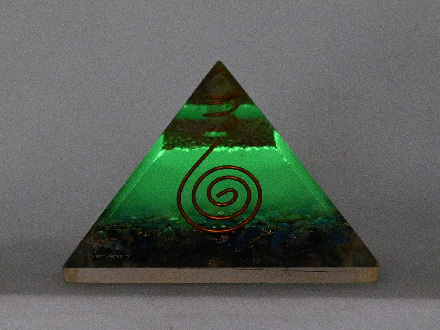 Large Orgone Pyramid | Glow in Dark Lapis Lazuli Pyramid Crystal | Orgonite Pyramid | Organ Pyramids Positive Energy Healing