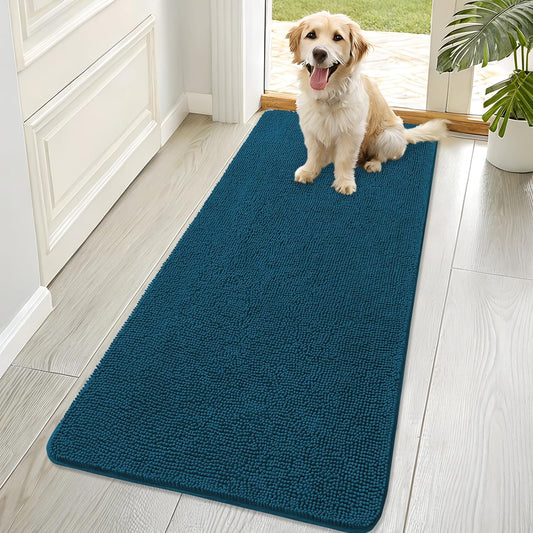 OLANLY Dog Door Mat - Absorbent Non-Slip Washable Doormat for Muddy Paws | 70x32, Atlantic Blue