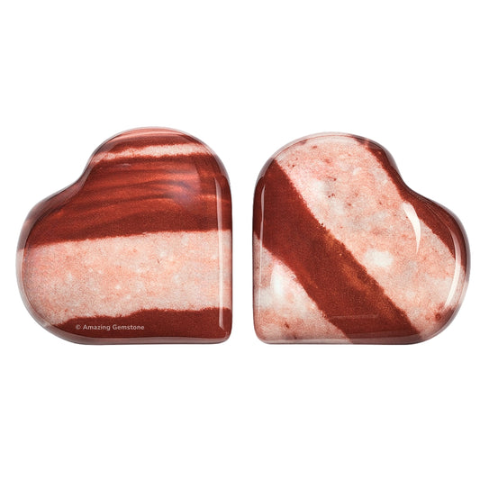 Amazing Gemstone Shiva Lingam Narmada Stone Heart - Pack of 2 Crystal Heart Stones Rocks - Corazones De Piedra Crystals and Healing Stones Heart Shaped Crystal - Stocking Stuffers Gifts