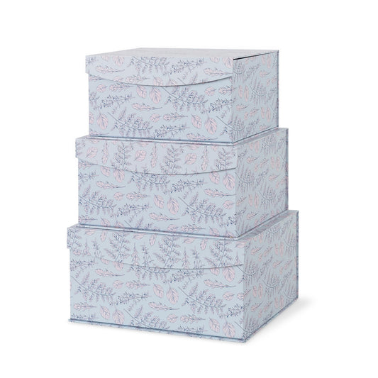 Soul & Lane Decorative Storage Boxes with Magnetic Closure, Set of 3 Memory Keepsake Boxes with Lids, Cardboard Storage for Gifts, Organizing, and Home Décor, Cottage Sprig