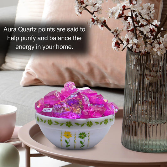 Amazing Gemstone Rose Aura Quartz Raw Pencil Points Crystals and Healing Stones, Natural Rocks for Meditation and DIY Raw Point Stones and Crystals (1 lb)