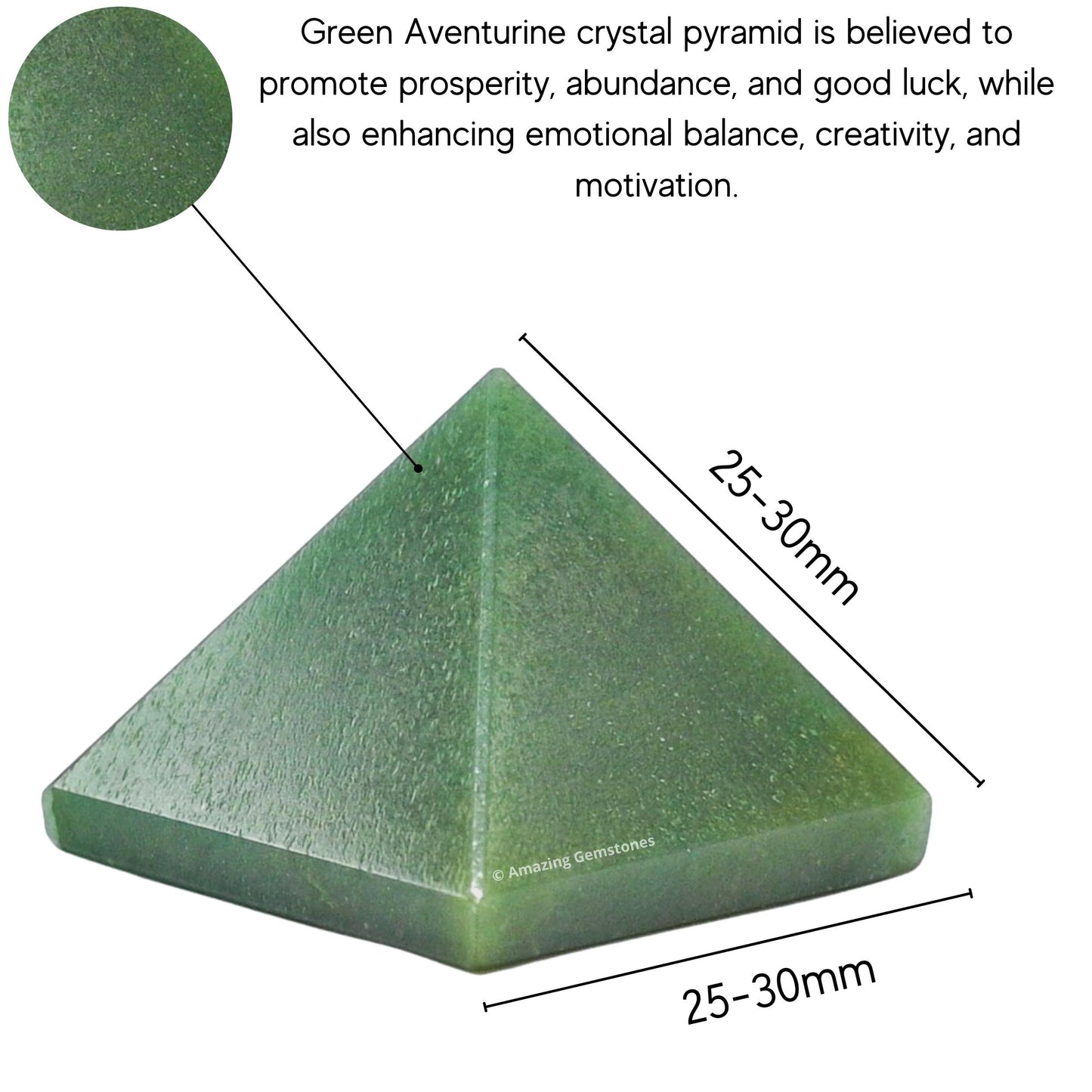 Amazing Gemstone Dark Green Aventurine Pyramid Crystal Healing Stones - 1" Great Pyramid Figurine of Natural Stone Pyramid for Meditation, Reiki, Chakra Balancing and Crystal Pyramids Grid