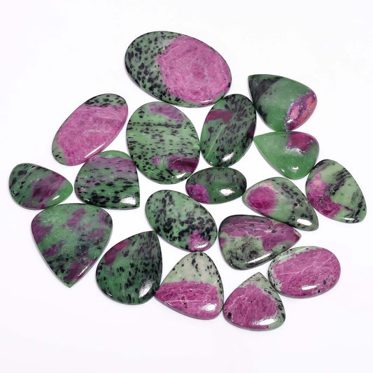 Natural Ruby Zoisite Gemstone- Healing Crystals for DIY Jewelry Making -Loose Natural Cabochon -Perfect for Crafting Unique Jewelry Designs (5 pcs, 25-35 mm)