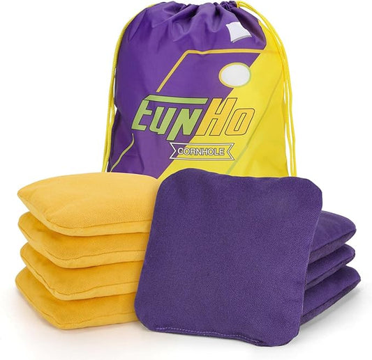 EunHo Dual Sided Cornhole Bags Regulation Set of 8 Professional Cornhole Bean Bags Slick and Stick for Tossing Game-All Weather