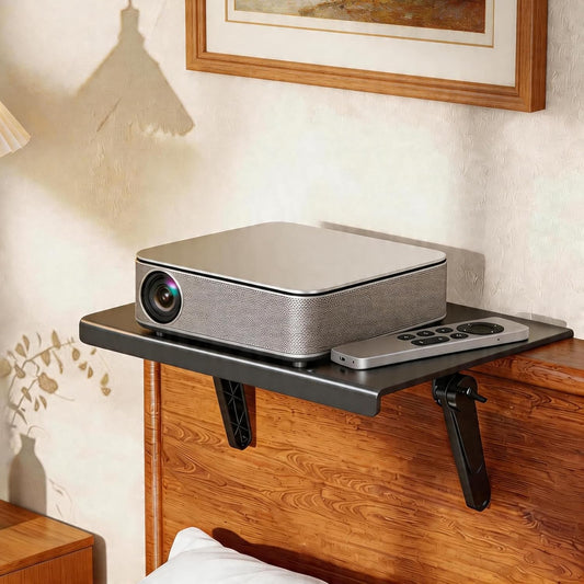 XULIONTS No Drill Projector Shelf, Adjustable Headboard and Sofa Projector Mount, Wall Mounted Shelf for Projector