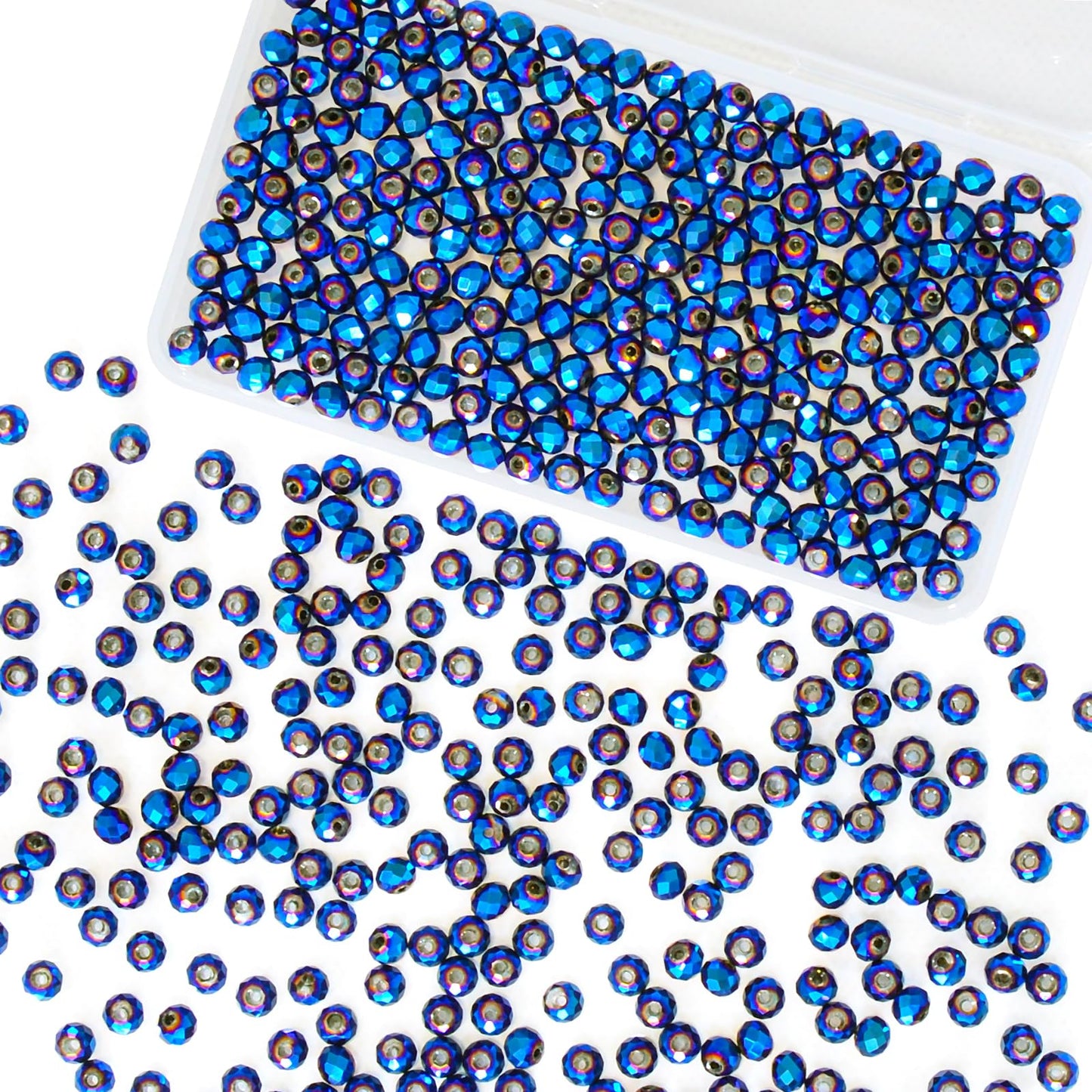 Laopottbeads 500Pcs 6mm Crystal Glass Beads for Jewelry Making Beads for Bracelets Necklace Pendants Making Supplies(Peacock Blue)