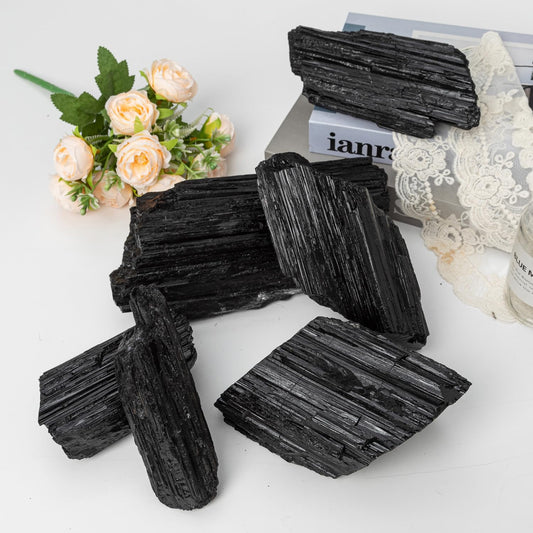 SMOHEAL Large Raw Black Tourmaline Crystal Natural Rough Stone Healing Crystals for Meditation Reiki Energy Decoration 1.5-2lbs