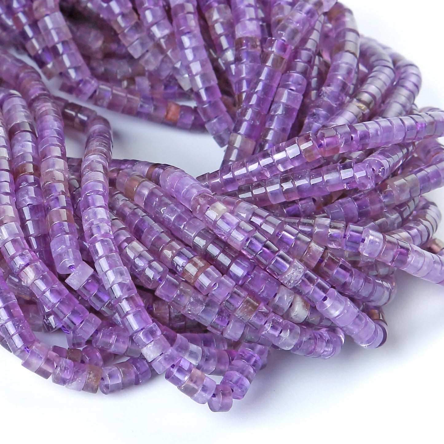 2x4MM 150PCS Amethyst Crystal Tube Cylinder Rondelle Abacus Disk Spacer Loose Beads for Jewelry Making