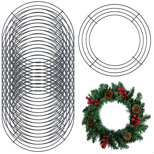 12PCS 10 Inch Metal Wire Wreath Frame, Round Steel Form for Christmas Crafts Floral Decorations Home Garden Wedding Party