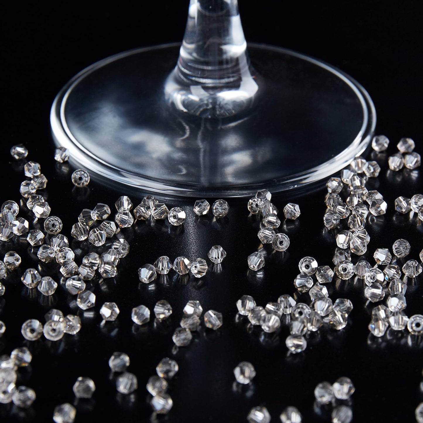 Laopottbeads 1200PCS 3mm Bicone Crystal Glass Beads for Jewelry Making, Sparkling Mini Beads for Suncatchers, DIY Bracelets & Craft Projects (Grey)