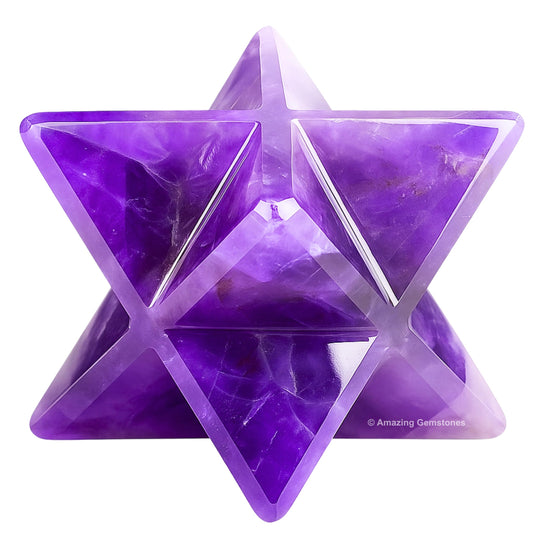Amazing Gemstone Amethyst Merkaba Crystal - 1 Inches Metaphysical Merkaba Star for Meditation - Energetic Tetrahedron Crystal and Healing Stones for Spiritual Growth and Healing (20-25mm)