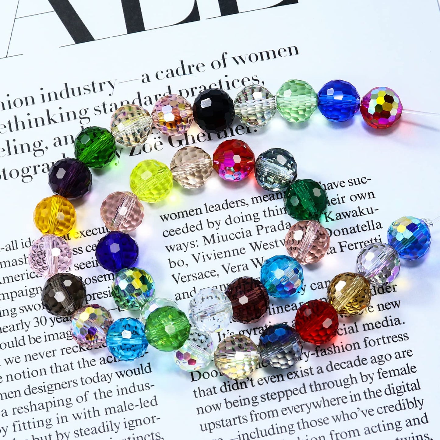 Dowarm 10MM Round Crystal Beads for Jewelry Making, Light Rose Faceted Crystal Glass Beads, 50PCS