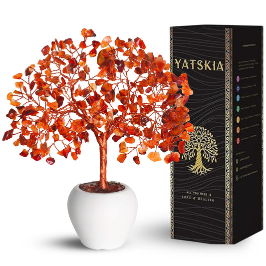 YATSKIA Carnelian Stone Tree, Crystal Tree of Life, Healing Crystals and Stones, Crystal Decorations for Home, Crystals Gifts for Women, Hippie Decor, Reiki Gifts