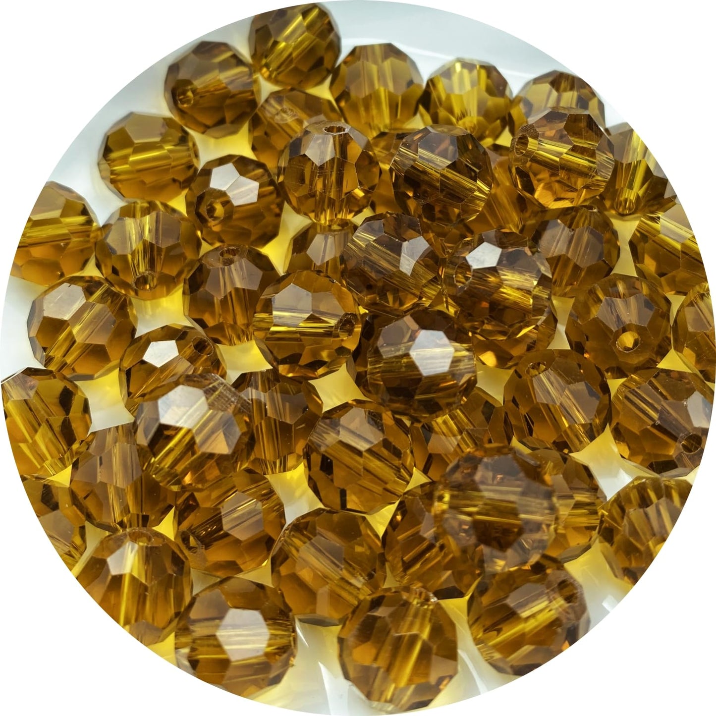 Xinhongo Crystal Glass Beads 100 Pieces 8mm Round Faceted Glass Spacer Beads for Jewelry Making Bracelet Earring Necklace DIY Craft Supplies(Amber)