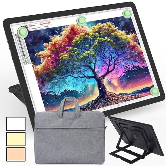 Phylosal Rechargeable A3 Light Pad with Built-in Stand & Bag, Magnetic Tracing Light Box for Drawing, Diamond Art Light Board with Side Button, Super Bright Light Table for Diamond Painting Black