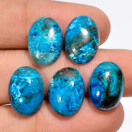2 PCS, 14X10 MM, AURA GEMS Natural Chrysocolla, Cabochon, Oval Shape, Jewelry Making Stone Supply, Chakra Energy Healing Gemstone, Real Crystal, Birthstone, Wholesale deal
