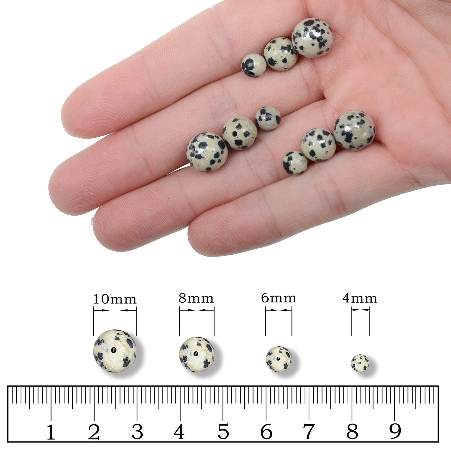 AD Beads Natural Gemstone Round Loose Beads 15" for Bracelet Necklace Earrings Jwelery Making Crafts DIY (6mm, Dalmation)