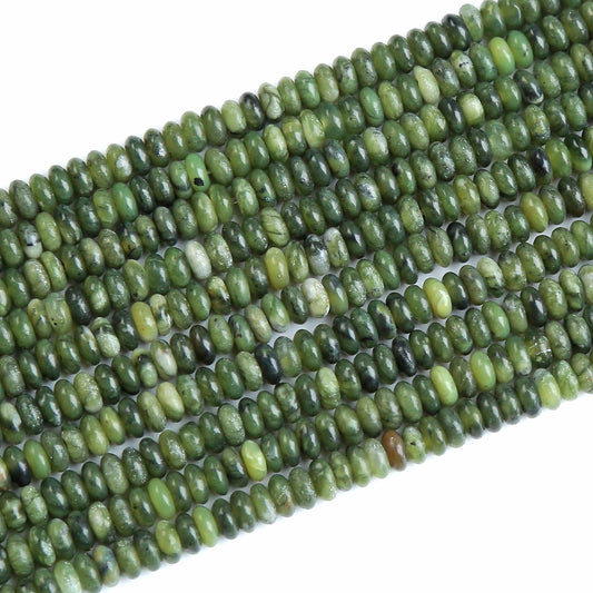 150PCS 2x4mm Natural Chinese Green Jade Rondelle Beads Abacus Disk Stone Beads Round Loose Spacer Gemstone Beads for DIY Bracelet Necklace Jewelry Making