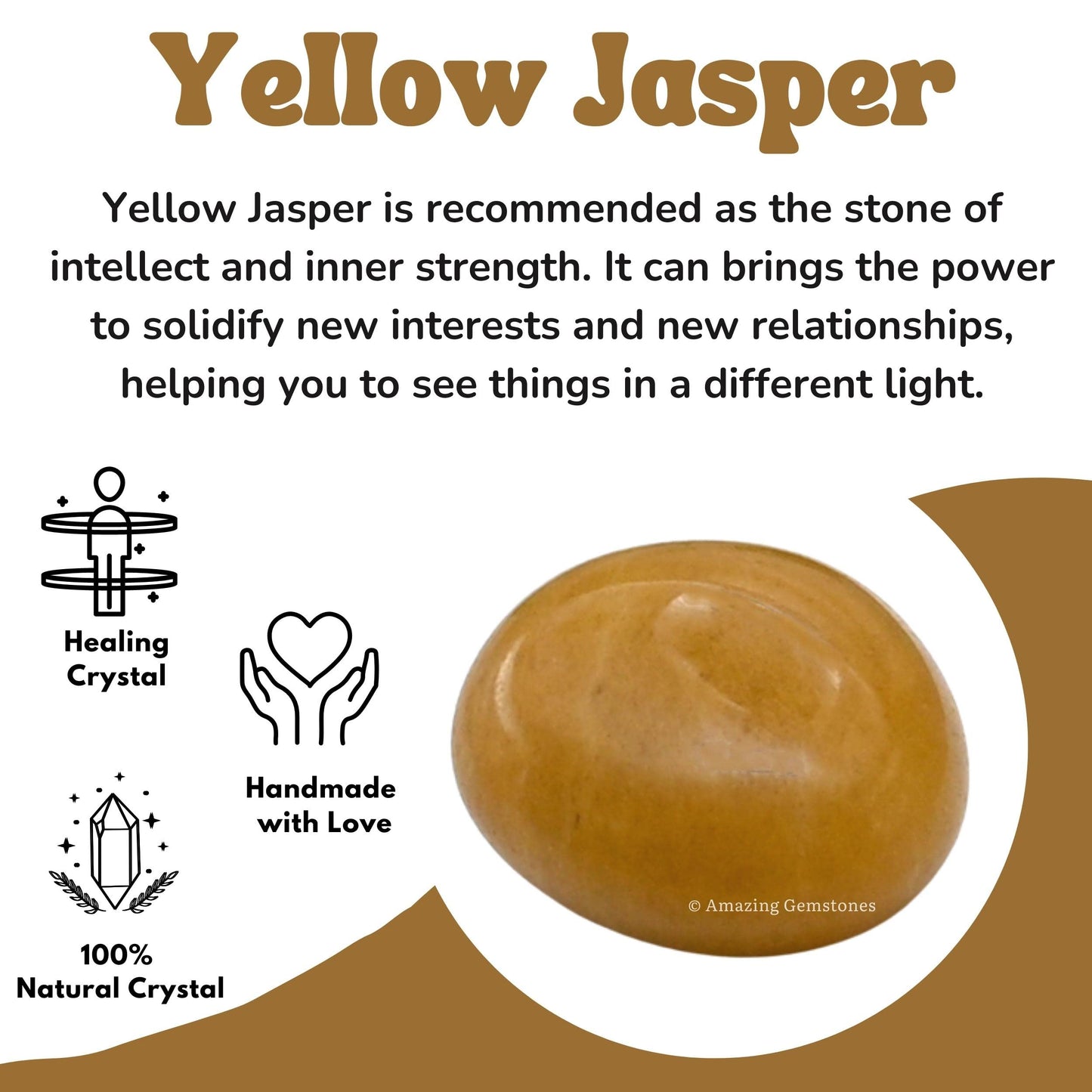Amazing Gemstone Yellow Jasper Crystals and Healing Stones Tumbled - 1 Oz Yellow Jasper Stone, Natural Healing Stones for Energy Balance, Stress Relief - Polished Gems Rocks