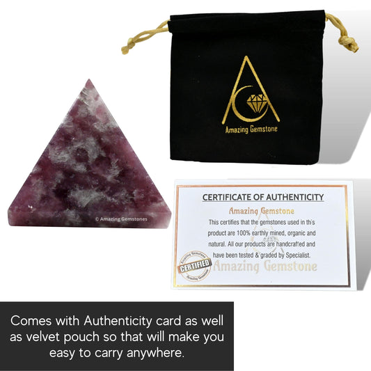 Amazing Gemstone Lepidolite Pyramid Crystal Healing Stones - 1" Great Pyramid Figurine of Natural Stone Pyramid for Meditation, Reiki, Chakra Balancing and Crystal Pyramids Grid