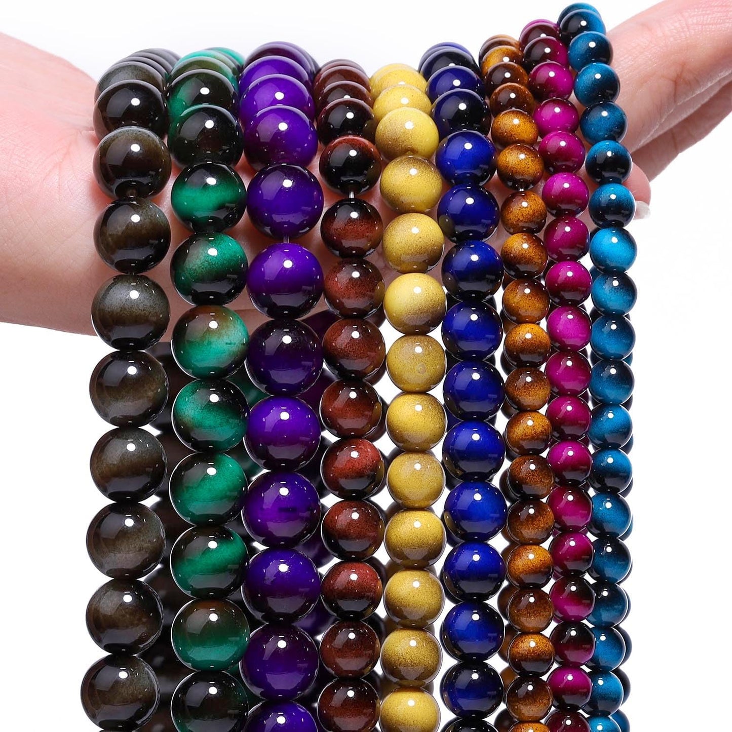 Song Xi 60PCS 6mm Yellow Tiger Eye Gemstone Beads for Jewelry Making, Round Smooth Glass Beads for DIY Bracelet Necklace Earring Keychain, Arts and Crafts, for Christmas Wedding Birthday