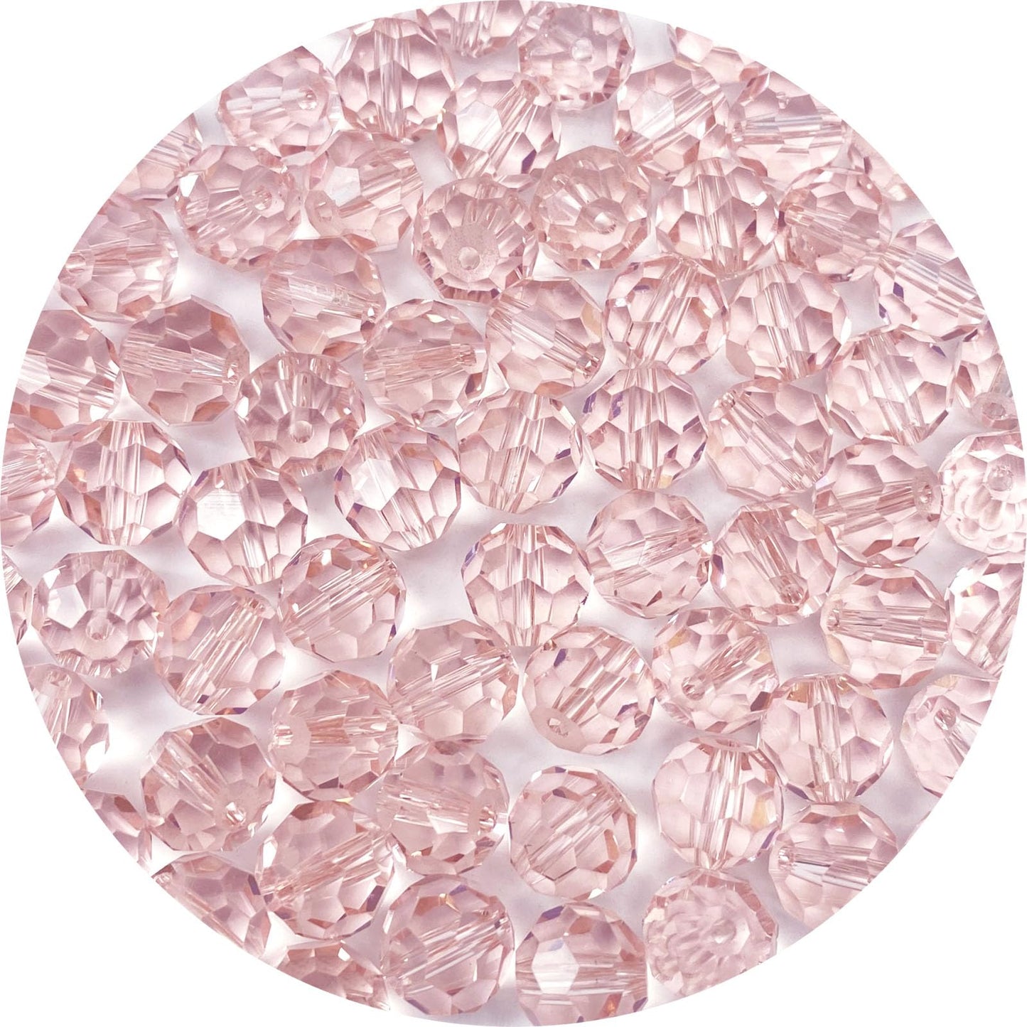 LIMAOLLY 70pcs 10mm Faceted Crystal Glass Beads Round Spacer Beads for Jewelry Making DIY Craft Making Necklace Bracelet Earring Wind Chimes Suncatchers Ornament(513-Pink)