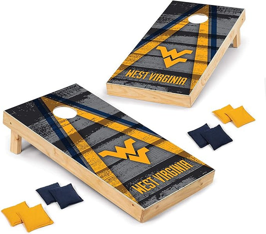 Wild Sports NCAA College 2' x 4' Wood Direct Print Tournament Cornhole Set, 8 Bean Bags, Vintage Triange Design - Tailgate, Outdoor, Backyard