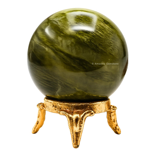 Amazing Gemstone Vesuvianite Crystal Ball with Stand - 2 Inches Crystal Sphere Meditation Balls for Witchcraft and Decorative Balls