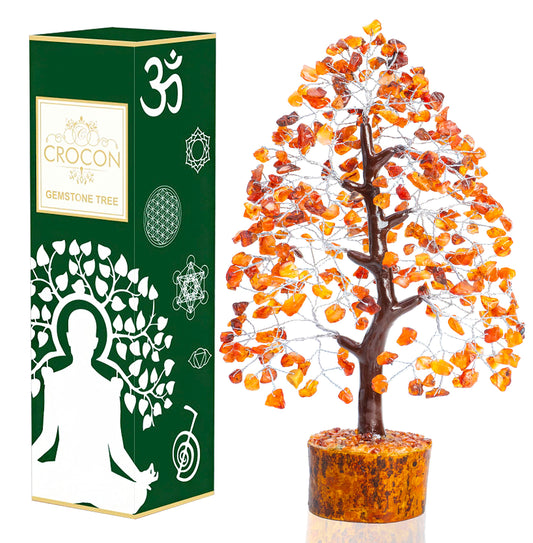 Crocon® Carnelian Crystals Tree, Birthday Gifts for Women, House Warming Gifts New Home Decor, Healing Crystals Spiritual Present, Mom Birthday Gift Her, Orange Decor, Gemstones Money Tree Positivity