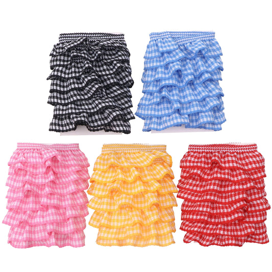 10 Yards Elastic Pleated Gingham Ruffle Trim, 6/8 inch Tiny Stretchy Ruffles Narrow Ruffle Edge Mini Edge Trim Decoration for Clothes Crafts Doll