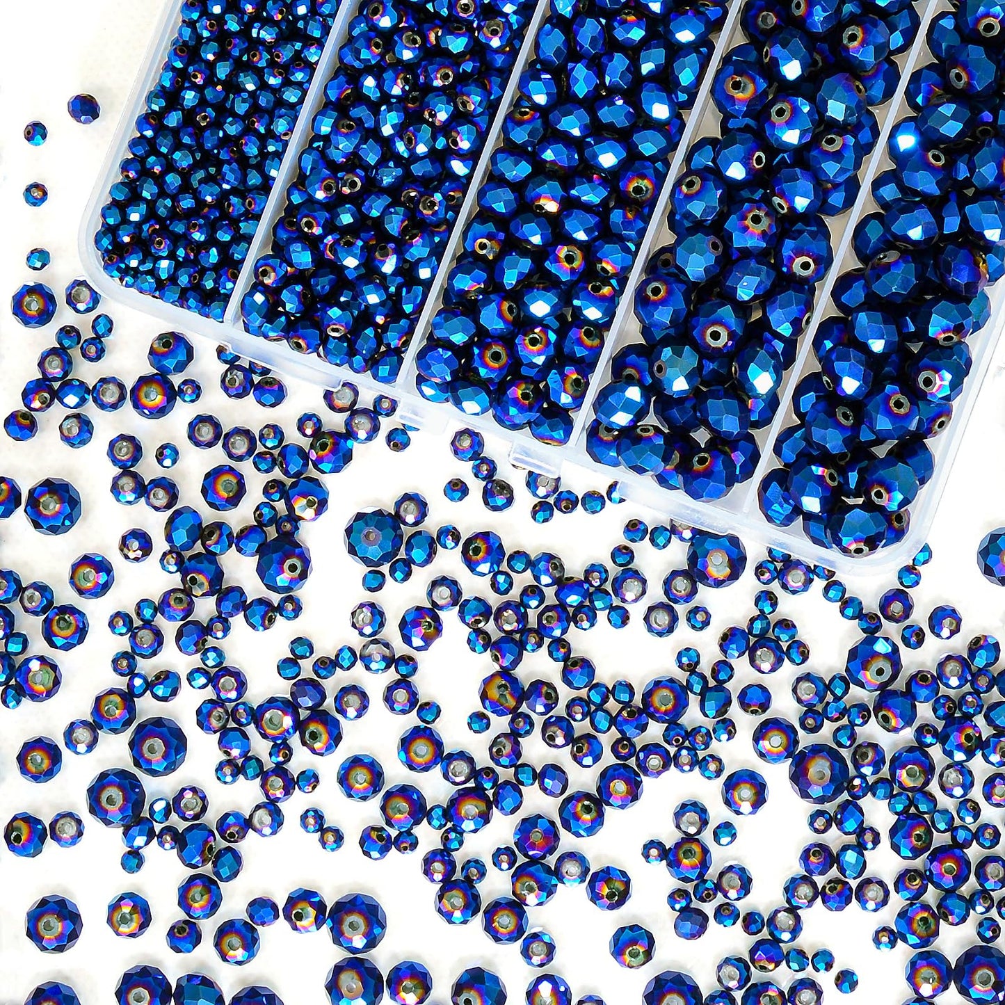 Laopottbeads 800Pcs 4/6/8/10mm Crystal Glass Beads for Jewelry Making Beads for Bracelets Necklace Pendants Making Supplies(Peacock Blue)