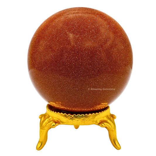 Amazing Gemstone Red Goldstone Crystal Ball with Stand - 2 Inches Crystal Sphere Meditation Balls for Witchcraft and Decorative Balls