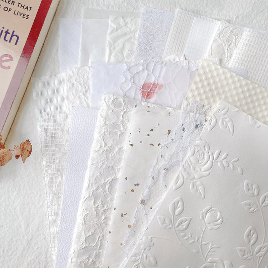 Aromoty 20Pcs Handmade Scrapbook Paper Craft Textured Paper Wedding A5 sheet Mesh Fabric Mulberry Special Mix for Bridal Scrapbooking Junk Journal Journaling Supplies DIY Materials,5.8x8.2 inches