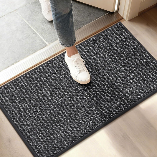 BEQHAUSE Dirt Trapper Door Mat - Non-Slip, Washable Entryway Rug | 17" x 30", Charcoal, Low Profile