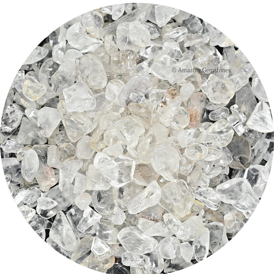 Amazing Gemstone Clear Quartz Crystal Chips and Tiny Crystals for Aquarium Gravel - Bulk Fish Tank Gravel, Small Tumbled Stone Chips and Tiny Crystals for Decoration (Natural AAA Grade Gemstones)
