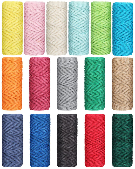 16 Rolls Colorful Jute Twine 2 mm x 875 Yards Colorful String Christmas Wrapping for DIY 3 Ply Twine String for Crafts Artworks and Embellishments Gift Wrapping Plant Hanging Christmas Tree Decoration
