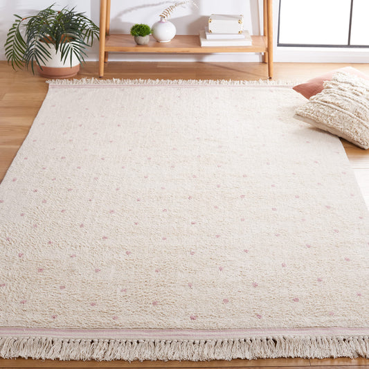 SAFAVIEH Washable Rug Easy Care Collection - 4' x 6', Ivory & Pink, Handmade Cotton, Easy to Clean, Ideal for Foyer, Kitchen, Nursery, Office, Bedroom (ECR212U)