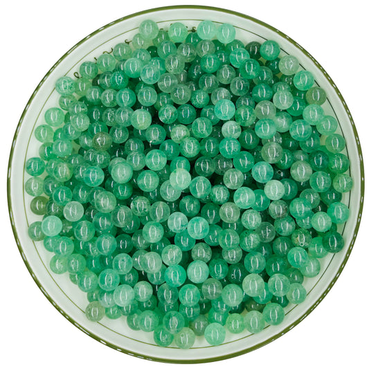 WHNKFB 10mm 50PCS Natural Green Strawberry Quartz Round Beads, Loose Crystal Beads with Strawberry Seed-Like Contents for Jewelry Making Craft - 4mm 6mm 8mm 10mm Options with Free Elastic Cord